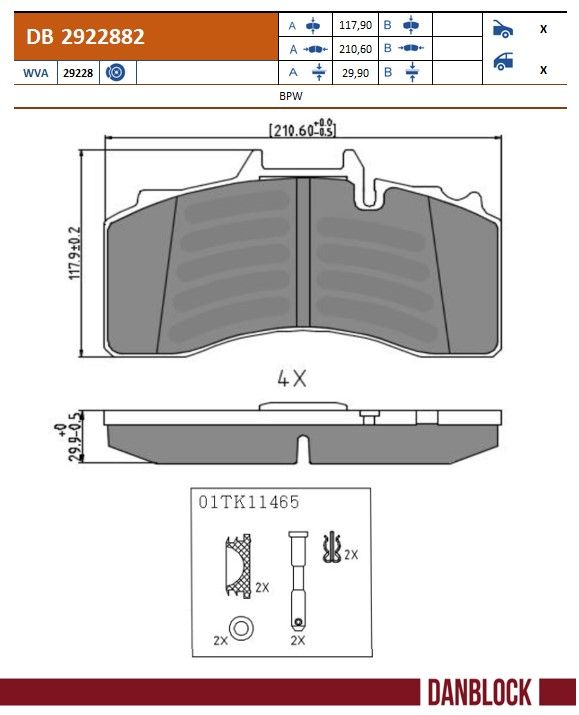 Set placute frana,frana disc DB 2922882 DANBLOCK